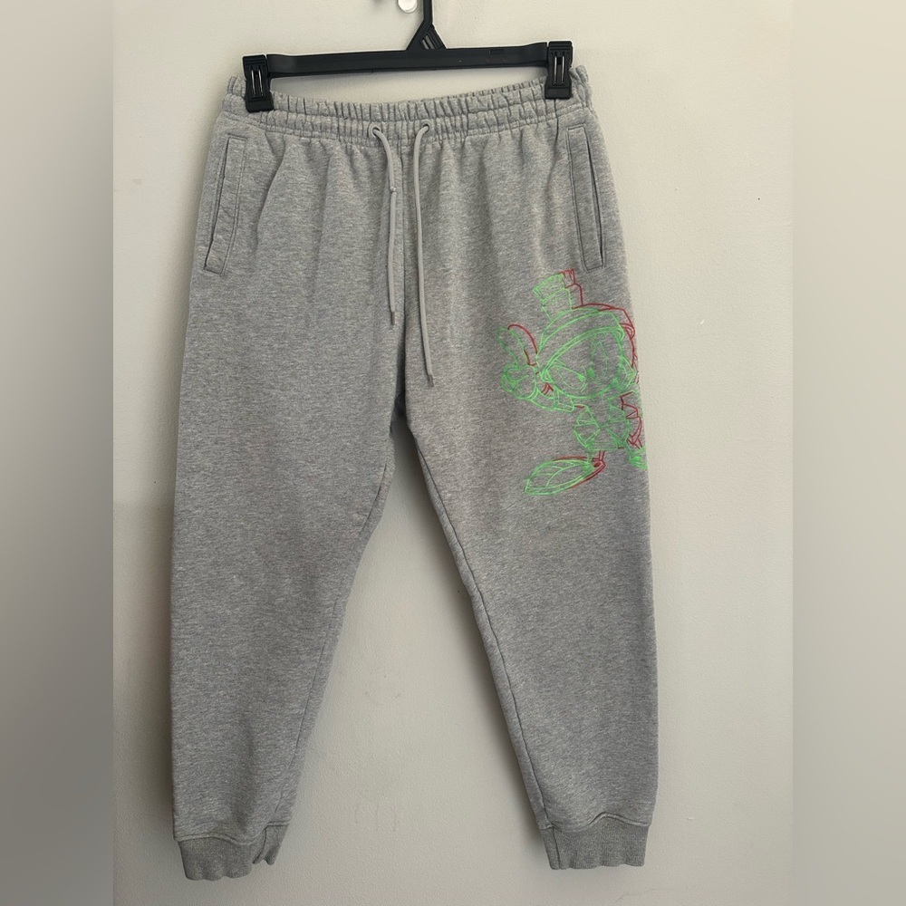 Looney Tunes Marvin The Martian Print Grey Sweatpants Pants Size Large